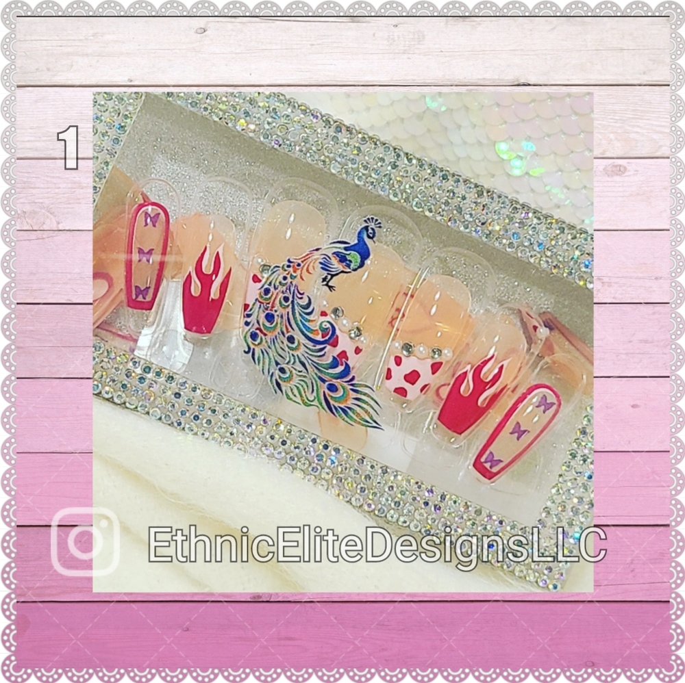 New boutique Handmade custom gift boxArtificial  Heart Nail Art pressons